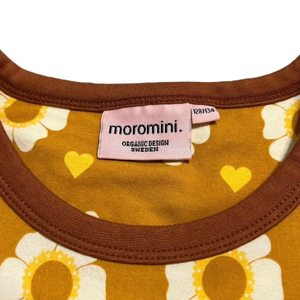 Moromini Sz 128/134 (8-9Y) Organic Mustard Flowers Dress